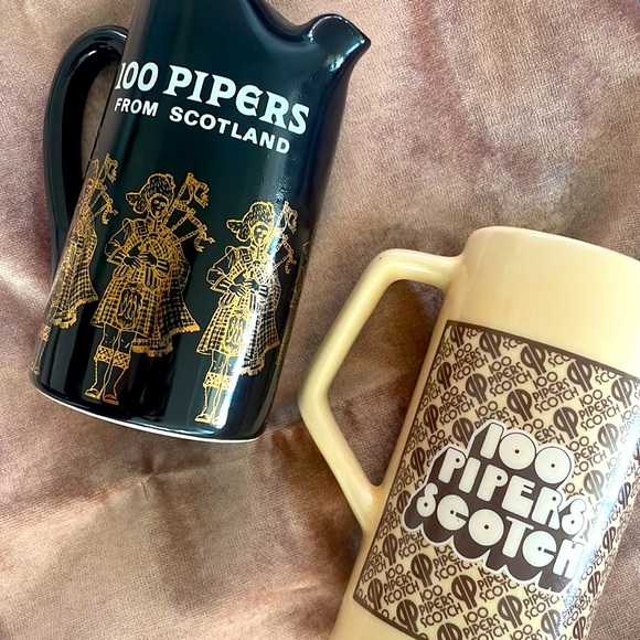 100 Pipers From Scotland Scotch Vintage Stein Mug Lager Set - Picture 2 of 5